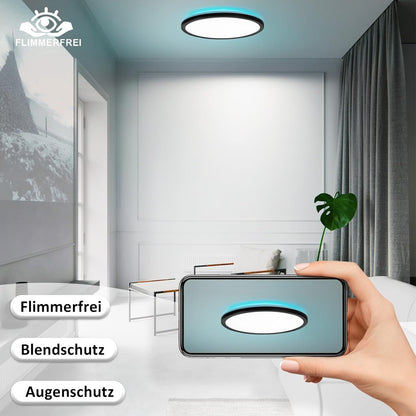 Deckenlampe LED Deckenleuchte Flach - Schlafzimmerlampe 30CM Badezimmerlampe 23W Küchenlampe Schlafzimmer Schwarz Deckenbeleuchtung Flurlampe Decke Badlampe 3000K-6500K für Küche Flur