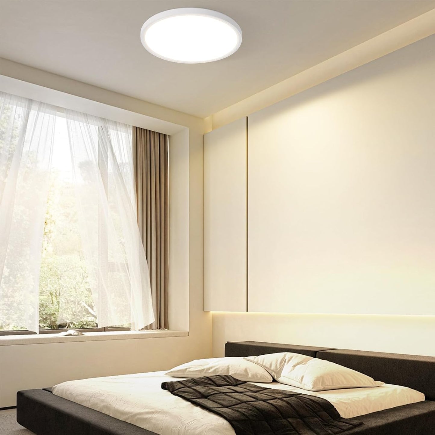Deckenlampe LED Deckenleuchte Badezimmer - Badezimmerlampe Flach Ø30cm Rhombenplatte Küchenlampe Rund Schlafzimmerlampe Weiß 24W Flurlampe 3000K Badlampe für Bad Küche Flur Schlafzimmer
