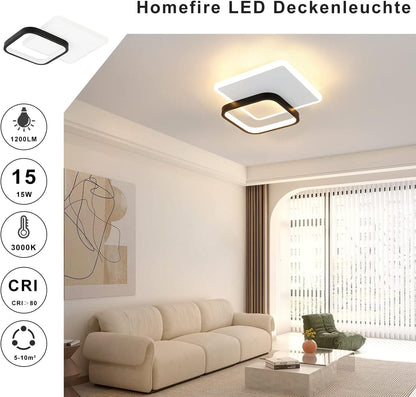 ZMH LED Deckenlampe Schlafzimmer Deckenleuchte - 3000K Warmweiß Schlafzimmerlampe 15W Acryl Modern Wohnzimmerlampe Rund Schwarz Design Deckenbeleuchtung für Wohnzimmer Esszimmer Küche Flur