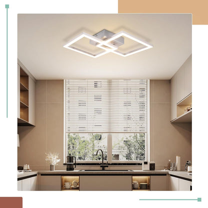 ZMH Deckenlampe LED Deckenleuchte Wohnzimmer - Modern Design Küchenlampe 24W Wohnzimmerlampe Flurlampe Warmweiß Schlafzimmerlampe Flur Deckenbeleuchtung Eckig Silber für Kinderzimmer Büro