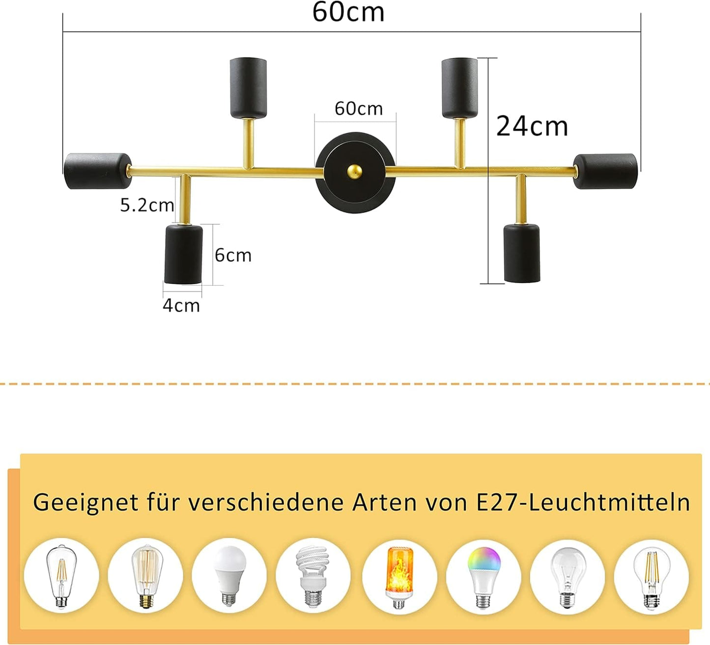 ZMH Deckenlampe Schwarz Deckenleuchte Kronleuchter Hängelampe Vintage 6 Flammig Wohnzimmerlampe E27 Industrial Schlafzimmerlampe Retro für Wohnzimmer Esszimmer Flur Restaurant Hotel Café