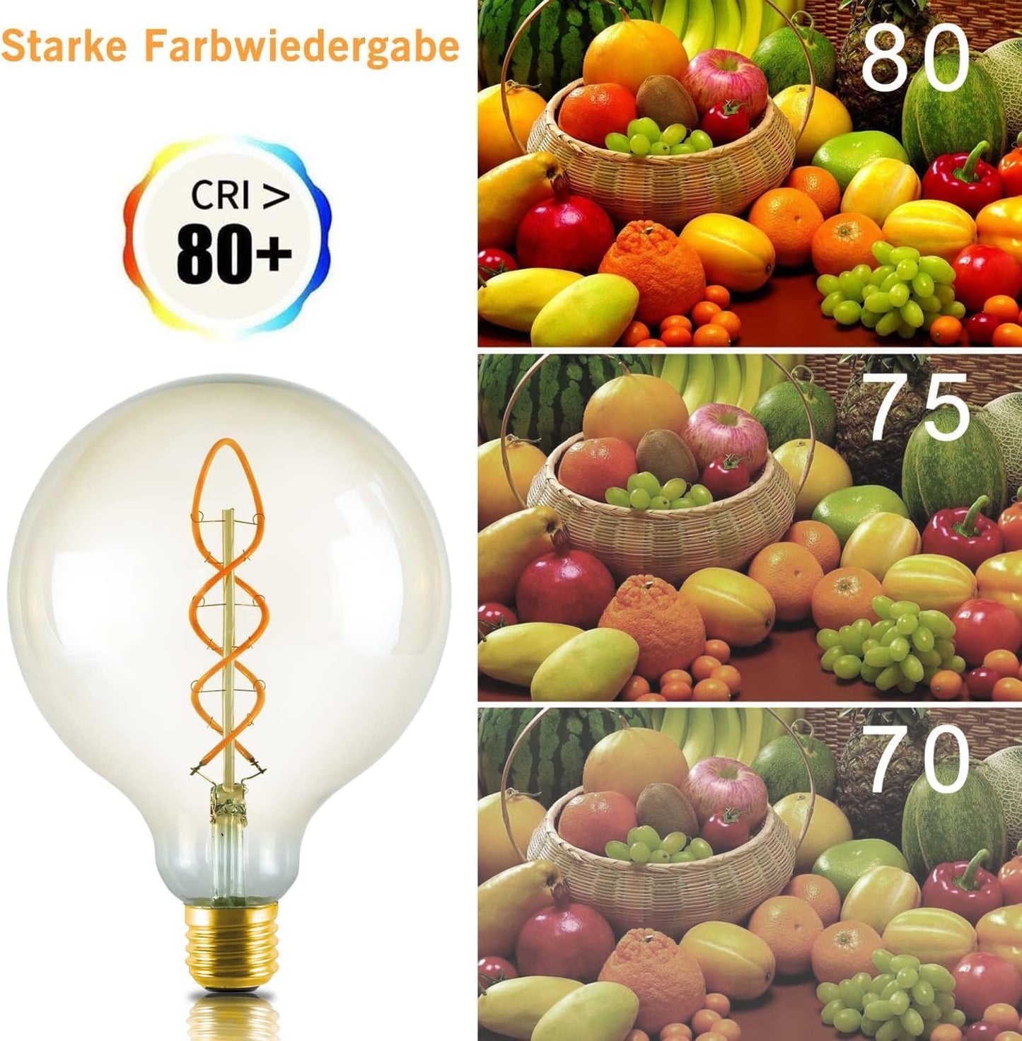 ZMH LED Glühlampe E27 4W Retro Edison Glühbirne Groß Dekorative Filament Globelampen G125 Warmweiß Antike Bulb für Nostalgie und Retro Beleuchtung im Restaurant Wohnzimmer Café Nicht Dimmbar