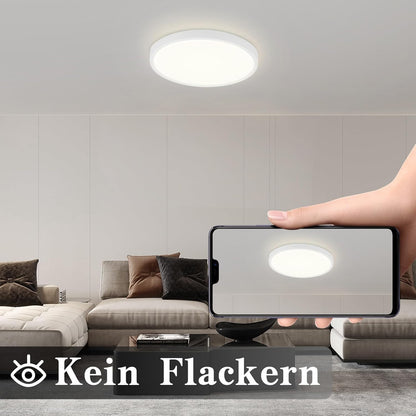 ZMH Deckenlampe LED Deckenleuchte Schlafzimmer - Schlafzimmerlampe Flach Küchenlampe Ø22cm Badlampe Rund 15W Badezimmer Deckenbeleuchtung Badezimmerlampe 4000K Flurlampe IP44 für Küche Flur Bad