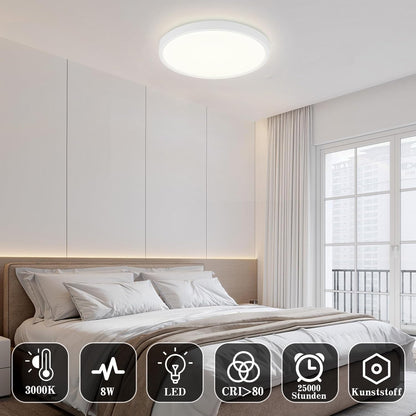 ZMH Deckenlampe LED Deckenleuchte Schlafzimmer - Schlafzimmerlampe Flach Küchenlampe Ø22cm Badlampe Rund 15W Badezimmer Deckenbeleuchtung Badezimmerlampe 4000K Flurlampe IP44 für Küche Flur Bad