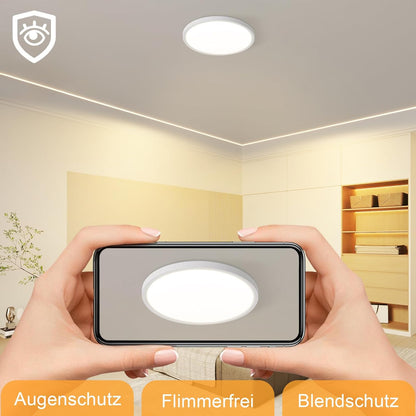 Deckenlampe LED Deckenleuchte Badezimmer - Badezimmerlampe Flach Ø30cm Rhombenplatte Küchenlampe Rund Schlafzimmerlampe Weiß 24W Flurlampe 3000K Badlampe für Bad Küche Flur Schlafzimmer
