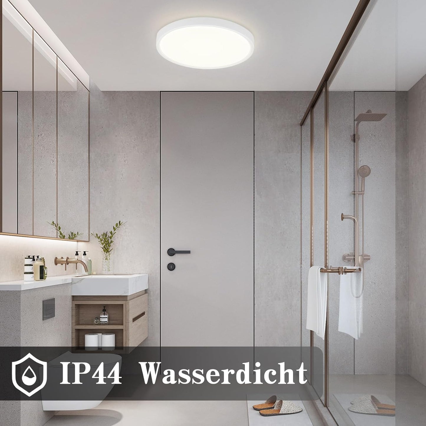 ZMH Deckenlampe LED Deckenleuchte Schlafzimmer - Schlafzimmerlampe Flach Küchenlampe Ø22cm Badlampe Rund 15W Badezimmer Deckenbeleuchtung Badezimmerlampe 4000K Flurlampe IP44 für Küche Flur Bad