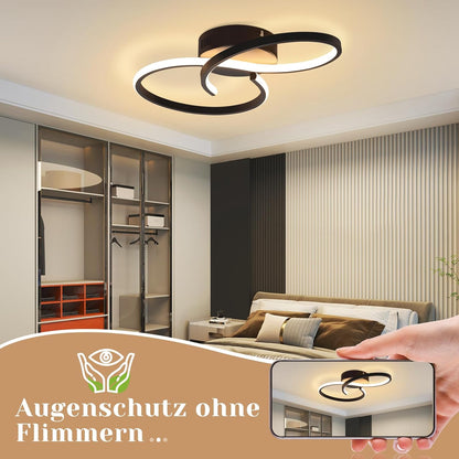 ZMH Deckenleuchte Wohnzimmer Deckenlampe Schlafzimmer: Modern Wohnzimmerlampe Schwarz 12W Design Schlafzimmerlampe Innen 3000K Küchenlampe Warmweiß Deckenbeleuchtung LED für Flur Küche