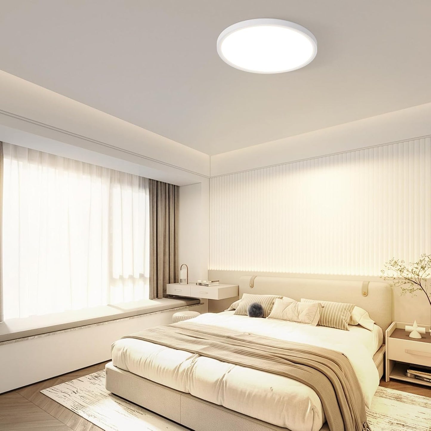 Deckenlampe LED Deckenleuchte Flach - 18W Badlampe Warmweiß Rhombenplatte Ø22cm Badezimmer Badezimmerlampe Deckenbeleuchtung IP44 Wasserdicht Küchenlampe Rund Weiß für Bad Flur Küche Schalfzimmer