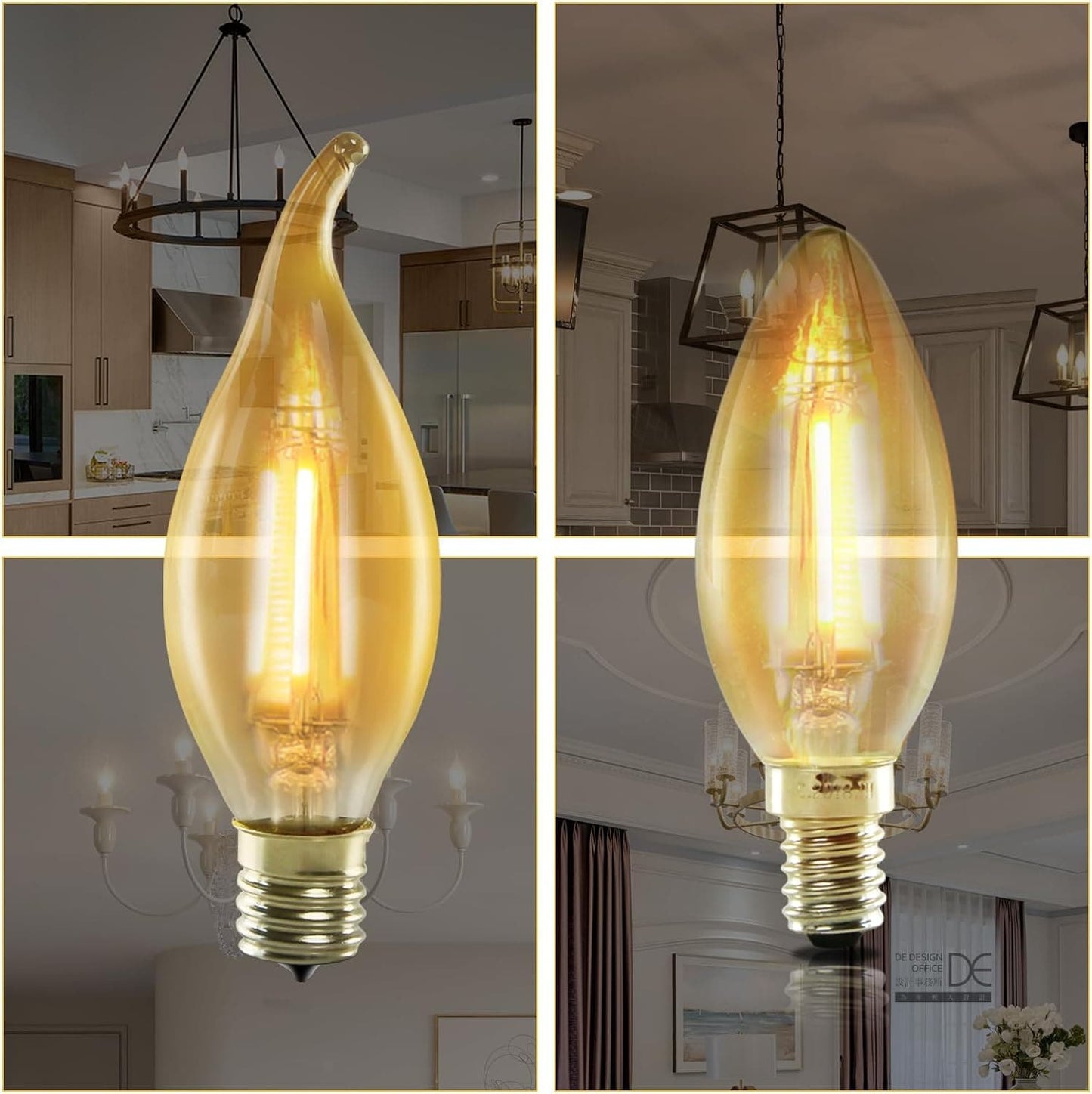 ZMH 6 Stück LED Glühbirne E14 Vintage Lampe - C35L Warmweiss kerze Leuchtmittel Edison Retro Light Bulb 4W Glühlampe Filament Birne Glas Antike Energiesparlampe für Haus Hotel Bar Café ZMH-Lichtstein