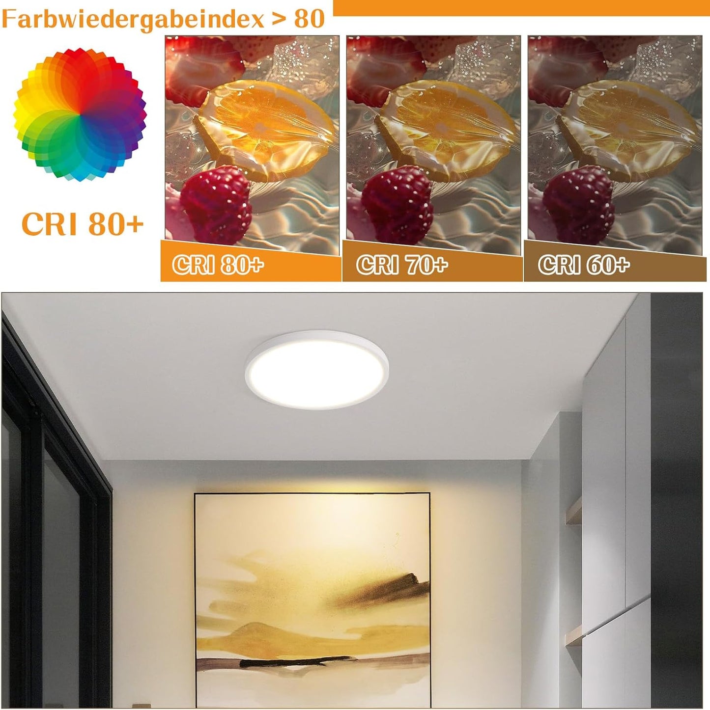 ZMH Deckenlampe LED Deckenleuchte Flach - Schlafzimmerlampe 18CM Badezimmerlampe 15W Küchenlampe Schlafzimmer weiß Deckenbeleuchtung Flurlampe Decke Badlampe 3000K für Küche Flur