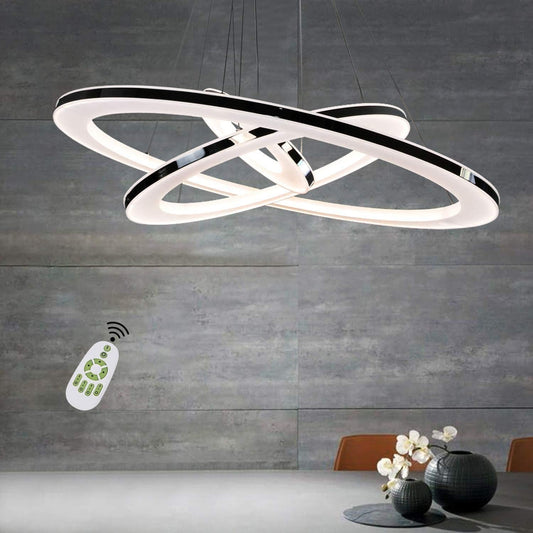 ZMH Moderne LED Pendelleuchte esstisch 60 W Led 3-Ring led dimmbar Fernbedienung H?ngeleuchte Wohnzimmer Deckenleuchte Schlafzimmer H?henverstehbar H?ngelampe Kronleuchte