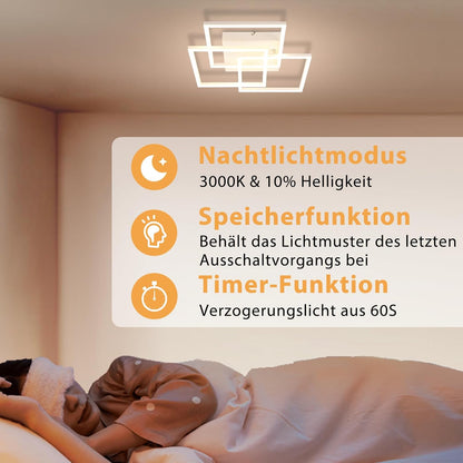ZMH Deckenlampe LED Deckenleuchte Küche - 36W Wohnzimmerlampe Dimmbar Schlafzimmerlampe mit Fernbedienung Modern Design Wohnzimmer Küchenlampe weiß Deckenlampen für Schlafzimmer Kinderzimmer
