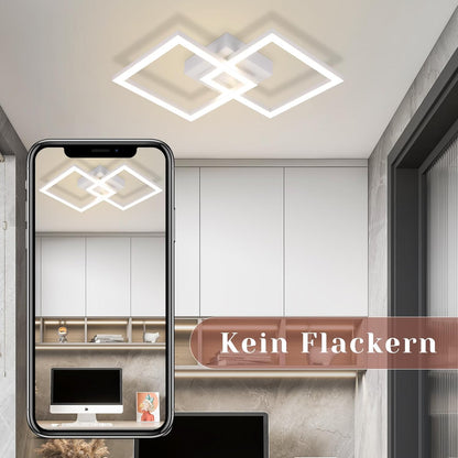ZMH Deckenlampe LED Deckenleuchte Küche - Modern Küchenlampe 24W 4000K Wohnzimmerlampe Design Flurlampe Neutralweiß Schlafzimmerlampe Flur Deckenbeleuchtung Weiß für Kinderzimmer Schlafzimmer