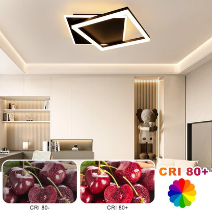 ZMH Deckenlampe LED Deckenleuchte Schlafzimmer - Schwarz Wohnzimmerlampe dimmbar 42W Modern Schlafzimmerlampe mit Fernbedienung eckig Deckenbeleuchtung aus Acryl für Wohnzimmer Küche Esszimmer