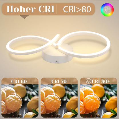 ZMH Deckenleuchte LED Deckenlampe Schlafzimmer - 24W Küchenlampe Moderne Kreative Design Wohnzimmerlampe 3000K Warmweiß Flurlampe Schlafzimmerlampe Weiß Deckenlampen für Esszimmer Kinderzimmer