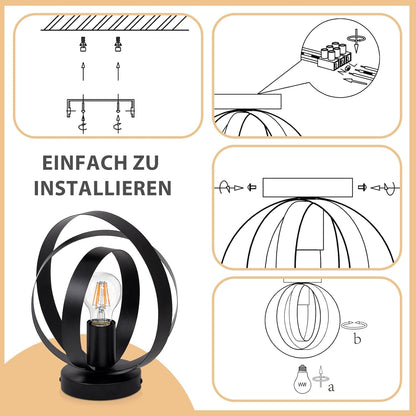 ZMH Deckenleuchte Industrial Schwarz Deckenlampe - Flurlampe Vintage Metall Innen E27 Fassung Retro Schwenkbar Lampenschirm Beleuchtung für Flur Gang Korridor Schlafzimmer Esszimmer Max.40W