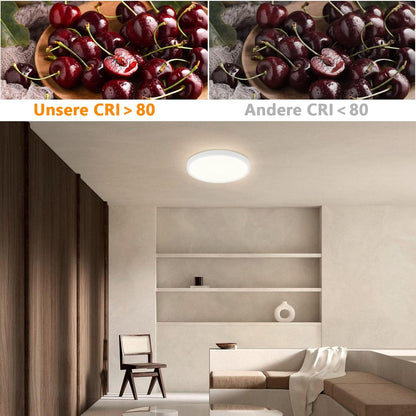 Deckenlampe LED Deckenleuchte Küche - 18W Schlafzimmerlampe Flach Badlampe 4000K Schlafzimmer Deckenbeleuchtung IP44 Wasserdicht Küchenlampe Flurlampe Rund Ø22cm für Badezimmer Flur Wohnzimmer