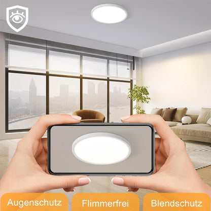 Deckenlampe LED Deckenleuchte Flach - 18W Badlampe Warmweiß Rhombenplatte Ø22cm Badezimmer Badezimmerlampe Deckenbeleuchtung IP44 Wasserdicht Küchenlampe Rund Weiß für Bad Flur Küche Schalfzimmer