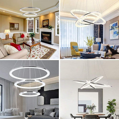 ZMH Moderne LED Pendelleuchte esstisch 60 W Led 3-Ring led dimmbar Fernbedienung H?ngeleuchte Wohnzimmer Deckenleuchte Schlafzimmer H?henverstehbar H?ngelampe Kronleuchte