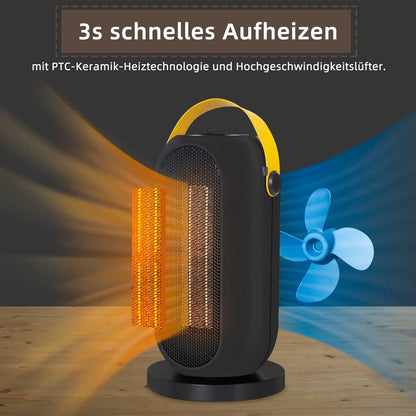 ZMH Heizlüfter, energiesparendes Heizen, leise – PTC-Keramik-Heizlüfter, Heizgerät, 1200 W, Heizstrahler, Innen-Badezimmer, elektrische Heizung mit Überhitzungsschutz, tragbare elektrische Heizung, Badezimmer