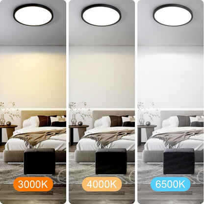 ZMH Deckenlampe LED Deckenleuchte Badezimmer - Ø30cm Badezimmerlampe Dimmbar Schwarz Rhombenplatte Badlampe Flach Rund Flurlampe 24W Küchenlampe Schlafzimmerlampe für Küche Flur Bad Schlafzimmer