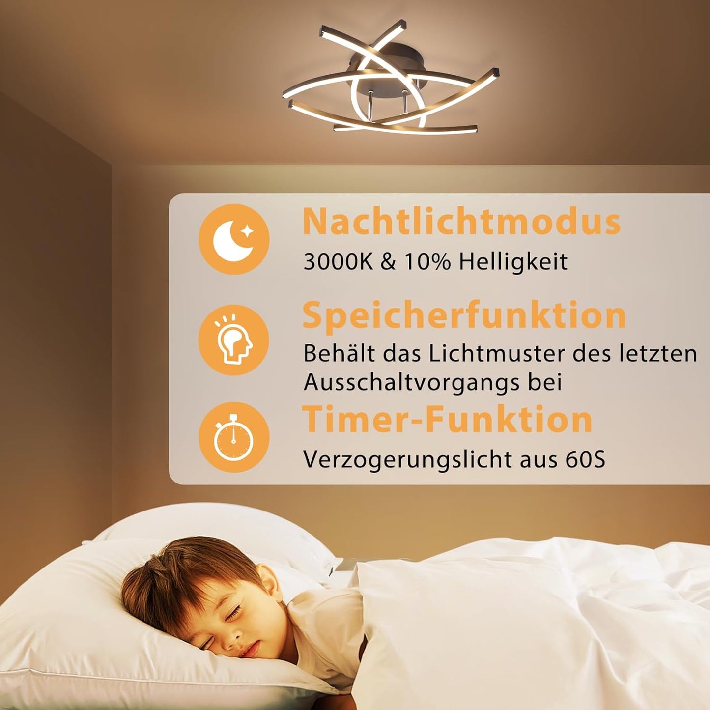 ZMH Deckenlampe LED Deckenleuchte Wohnzimmer - 32W Dimmbar Küchenlampe Schwarz mit Fernbedienung Modern Design Wohnzimmerlampe Metall Schlafzimmerlampe Flur Deckenleuchten für Kinderzimmer Büro