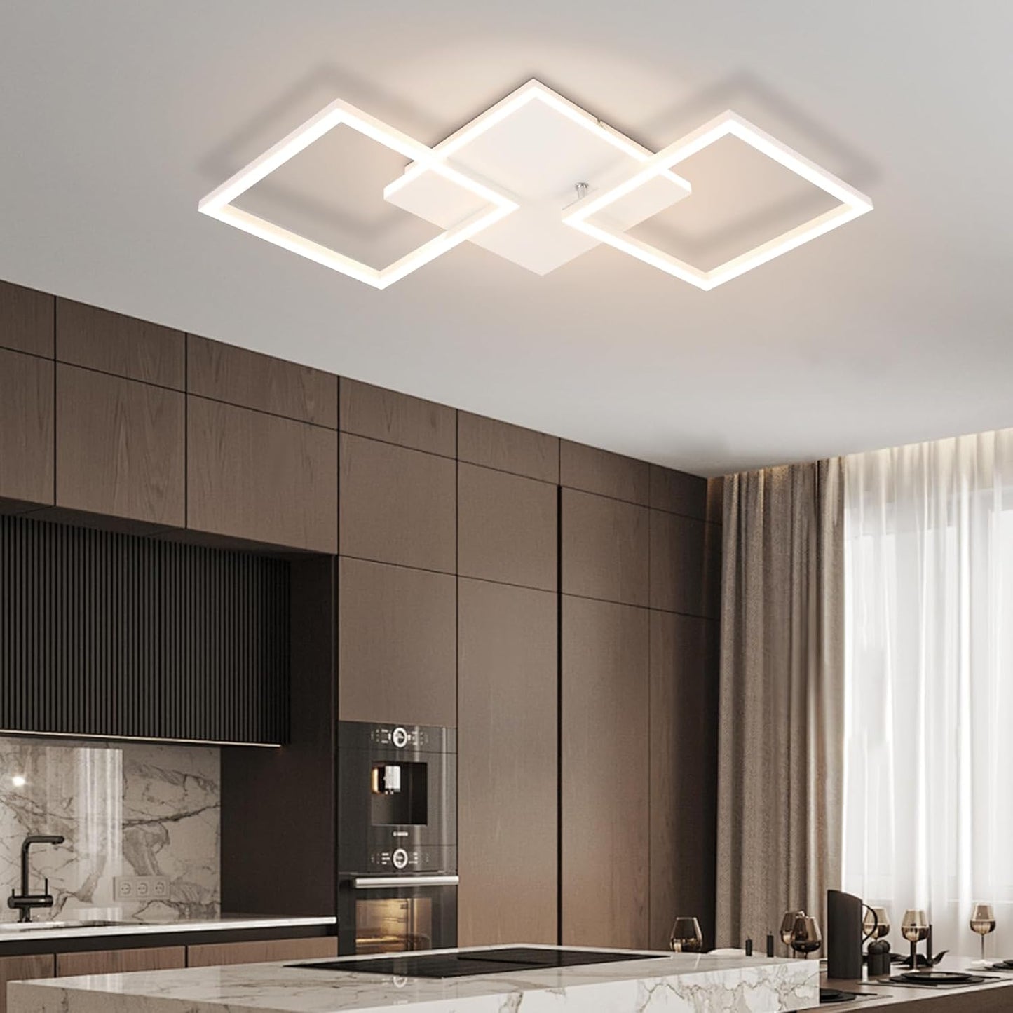 ZMH Deckenleuchte LED Deckenlampe Schlafzimmer - 32W Küchenlampe Dimmbar Wohnzimmerlampe mit Fernbedienung Modern Flurlampe Weiß Schlafzimmerlampe Quadratisch Deckenlampen für Büro Kinderzimmer