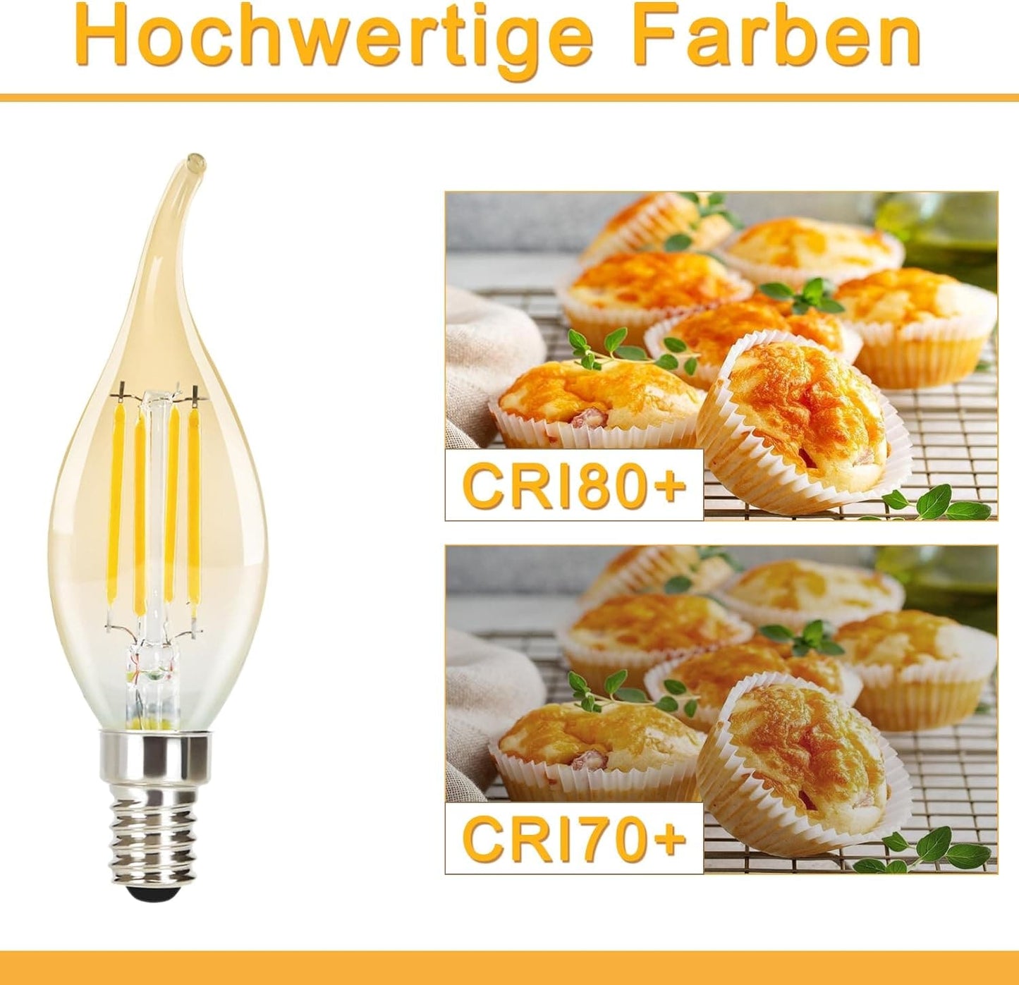 ZMH 6 Stück LED Glühbirne E14 Vintage Lampe - C35L Warmweiss kerze Leuchtmittel Edison Retro Light Bulb 4W Glühlampe Filament Birne Glas Antike Energiesparlampe für Haus Hotel Bar Café ZMH-Lichtstein