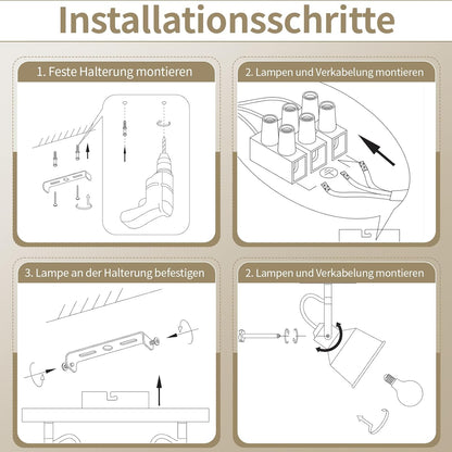 ZMH Deckenstrahler 1/2 Flammig Schwarz/Weiß: Deckenlampe Vintage Schwenkbar 350° MAX.25W E14 Fassung Industrial Spotbalken für Wohnzimmer Schlafzimmer Büro (ohne Leuchtmittel)
