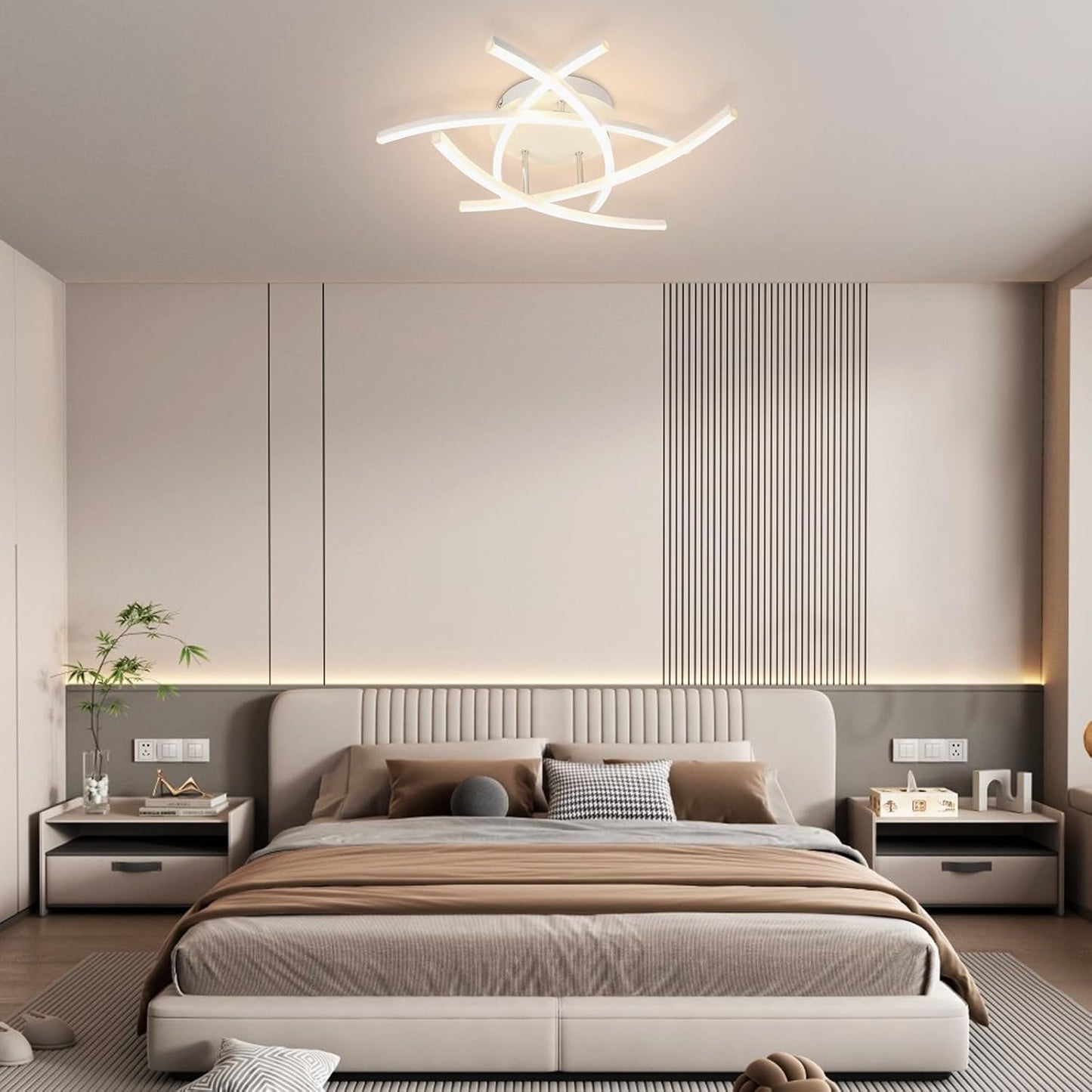 ZMH  Deckenleuchte LED Deckenlampe Schlafzimmer - Wohnzimmerlampe 32W Dimmbar Modern Design Schlafzimmerlampe mit Fernbedienung Flurlampe Küche Weiß Deckenleuchten für Schlafzimmer Esszimmer