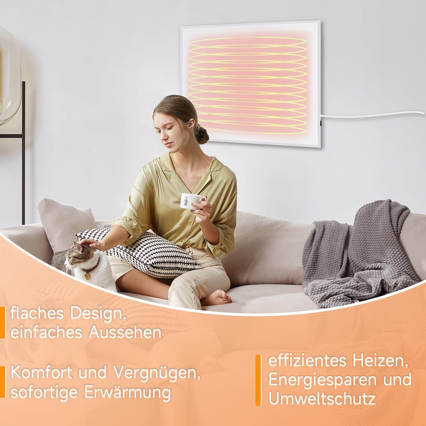 Infrarotheizung Energiesparend Infrarot Wandheizung - 350W Heizung Elektrisch Wand Elektroheizung mit Überhitzungsschutz Wandmontage Heizkörper für Küche Schlafzimmer Wohnzimmer Büro