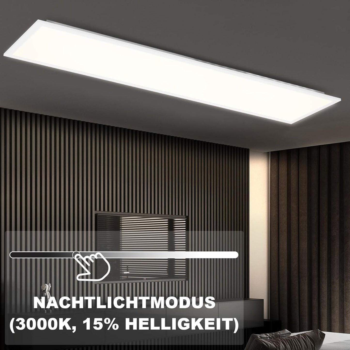 LED Panel 100x25 Deckenleuchte - Deckenpanel Dimmbar Lang Tageslichtlampe GRB Backlight Farbwechsel Bürolampe Flach Büro 24W Deckenlampe Küchenlampe für Werkstatt Flur Küche Wohnzimmer