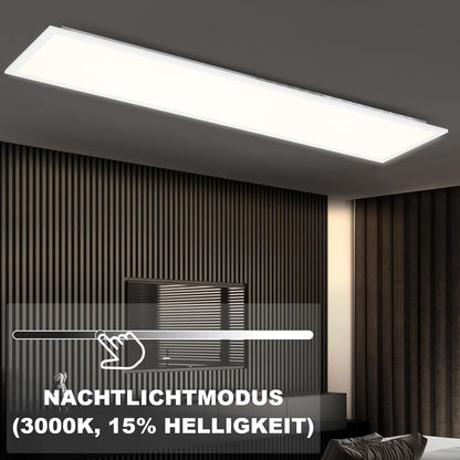 LED Panel 100x25 Deckenleuchte - Deckenpanel Dimmbar Lang Tageslichtlampe GRB Backlight Farbwechsel Bürolampe Flach Büro 24W Deckenlampe Küchenlampe für Werkstatt Flur Küche Wohnzimmer