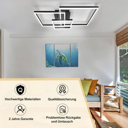 ZMH LED Deckenlampe Dimmbar Wohnzimmer Deckenleuchte - Schwarz Groß Wohnzimmerlampe Modern Design Schlafzimmerlampe mit Fernbedienung aus Metall Deckenbeleuchtung für Esszimmer Küche Schlafzimmer