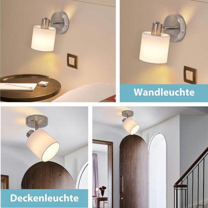 ZMH Deckenleuchte 1 Flammig Deckenlampe Flur - Deckenstrahler Modern Deckenspot Silber Wandstrahler Schwenkbar 350° E14 MAX.40W lampe für Wohnzimmer Schlafzimmer Küche