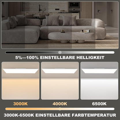 ZMH LED Panel 100x25 Deckenleuchte - Deckenpanel Dimmbar Lang Tageslichtlampe GRB Backlight Farbwechsel Bürolampe Flach Büro 39W Deckenlampe Küchenlampe für Werkstatt Flur Küche Wohnzimmer