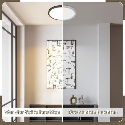 ZMH Deckenlampe LED Deckenleuchte Flach - Schlafzimmerlampe 18CM Badezimmerlampe 15W Küchenlampe Schlafzimmer Schwarz Deckenbeleuchtung Flurlampe Decke Badlampe 3000K für Küche Flur