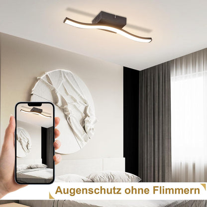 ZMH Deckenlampe LED Schlafzimmer Deckenleuchte Wohnzimmer: Modern Schlafzimmerlampe Schwarz 6W Küchenlampe Innen Wellen Design Wohnzimmerlampe 3000K Warmweiß Deckenbeleuchtung für Küche Flur