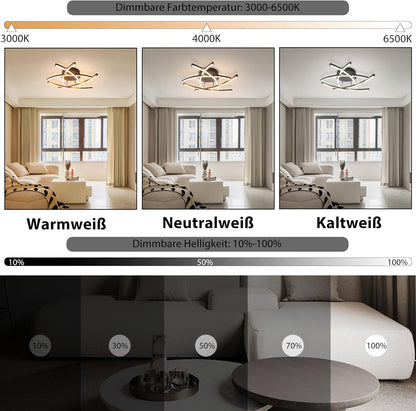 ZMH Deckenlampe LED Deckenleuchte Wohnzimmer - 32W Dimmbar Küchenlampe Schwarz mit Fernbedienung Modern Design Wohnzimmerlampe Metall Schlafzimmerlampe Flur Deckenleuchten für Kinderzimmer Büro