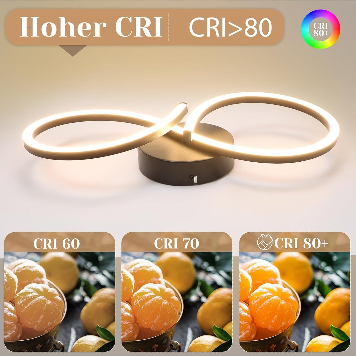 ZMH Deckenlampe LED Deckenleuchte Wohnzimmer - 24W Wohnzimmerlampe Modern Kreative Design Schwarz Küchenlampe 3000K Warmweiß Schlafzimmerlampe Flur Metall Deckenleuchten für Küche Büro