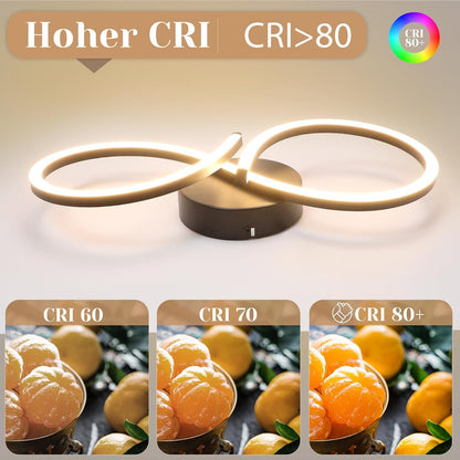 ZMH Deckenlampe LED Deckenleuchte Wohnzimmer - 24W Wohnzimmerlampe Modern Kreative Design Schwarz Küchenlampe 3000K Warmweiß Schlafzimmerlampe Flur Metall Deckenleuchten für Küche Büro