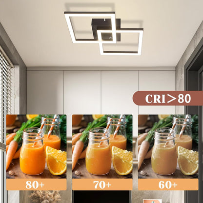ZMH Deckenlampe LED Deckenleuchte Küche: 24W 4000K Küchenlampe Schwarz Wohnzimmerlampe Modern Design Flurlampe Neutralweiß Schlafzimmerlampe Eckig Deckenbeleuchtung für Wohnzimmer Flur