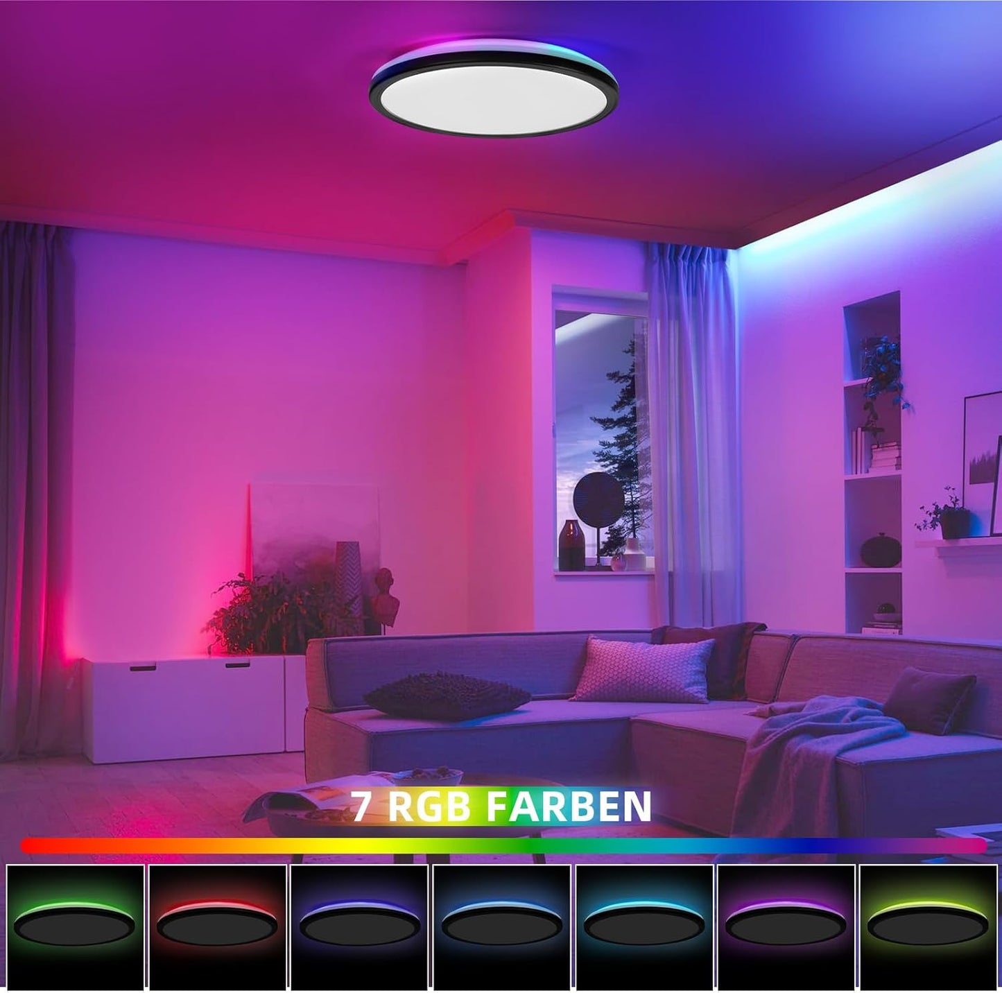 Deckenlampe LED Deckenleuchte Flach - Schlafzimmerlampe 30CM Badezimmerlampe 23W Küchenlampe Schlafzimmer Schwarz Deckenbeleuchtung Flurlampe Decke Badlampe 3000K-6500K für Küche Flur