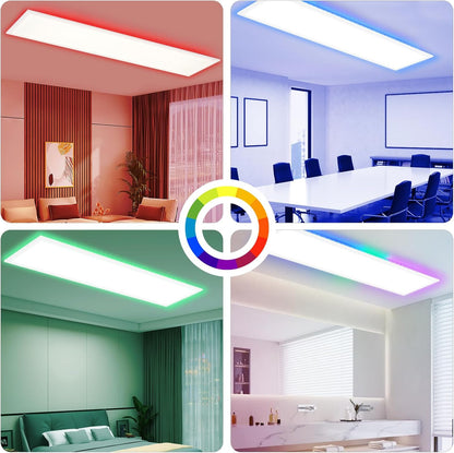 ZMH LED Panel 100x25 Deckenleuchte - Deckenpanel Dimmbar Lang Tageslichtlampe GRB Backlight Farbwechsel Bürolampe Flach Büro 39W Deckenlampe Küchenlampe für Werkstatt Flur Küche Wohnzimmer