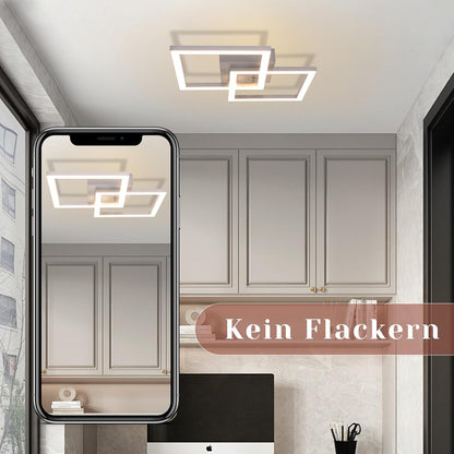 ZMH  Deckenleuchte LED Deckenlampe Wohnzimmer - Modern Design Küchenlampe 24W 3000K Wohnzimmerlampe Flurlampe Warmweiß Schlafzimmerlampe Flur Deckenbeleuchtung Eckig Silber für Esszimmer Büro