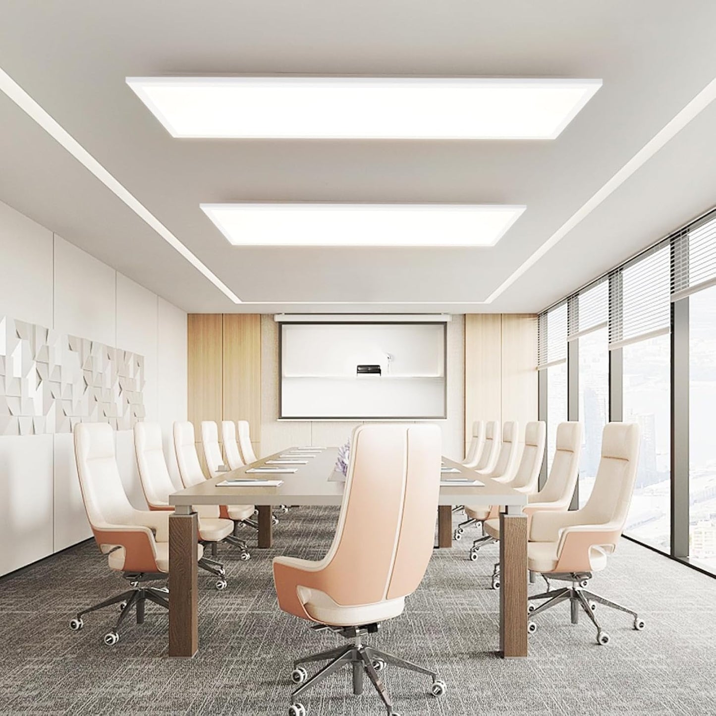 LED Panel 100x25 Deckenleuchte - Deckenpanel Dimmbar Lang Tageslichtlampe GRB Backlight Farbwechsel Bürolampe Flach Büro 24W Deckenlampe Küchenlampe für Werkstatt Flur Küche Wohnzimmer