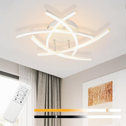 ZMH  Deckenleuchte LED Deckenlampe Schlafzimmer - Wohnzimmerlampe 32W Dimmbar Modern Design Schlafzimmerlampe mit Fernbedienung Flurlampe K¨¹che Wei? Deckenleuchten f¨¹r Schlafzimmer Esszimmer