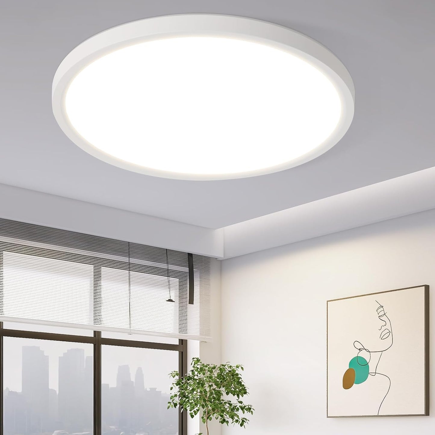 Deckenlampe LED Deckenleuchte Flach - 18W Badlampe Warmwei? Rhombenplatte ?22cm Badezimmer Badezimmerlampe Deckenbeleuchtung IP44 Wasserdicht K¨¹chenlampe Rund Wei? f¨¹r Bad Flur K¨¹che Schalfzimmer