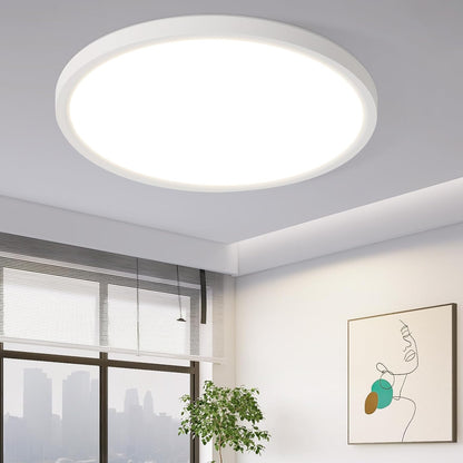 Deckenlampe LED Deckenleuchte Flach - 18W Badlampe Warmweiß Rhombenplatte Ø22cm Badezimmer Badezimmerlampe Deckenbeleuchtung IP44 Wasserdicht Küchenlampe Rund Weiß für Bad Flur Küche Schalfzimmer