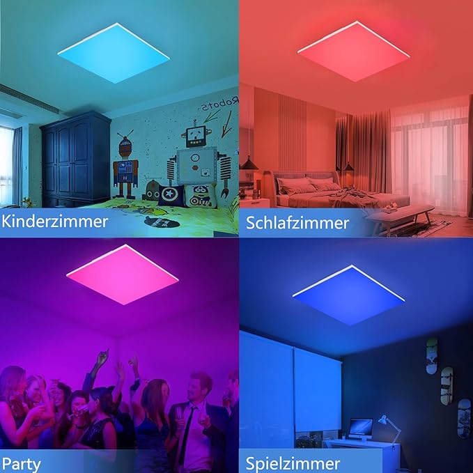 ZMH LED Deckenleuchte Dimmbar Fernbedienung -18W RGB Farbwechsel Deckenlampe Eckig 30CM Flach LED Panel 3000K-6500K für Schlafzimmer Kinderzimmer Küche Wohnzimmer Badezimmer